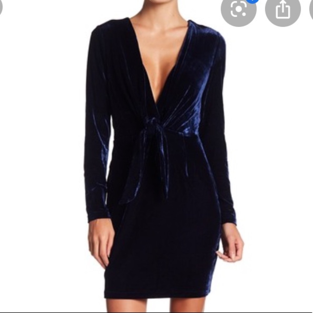 MINKPINK Midnight Hour Plunge V Neck Velvet Dress